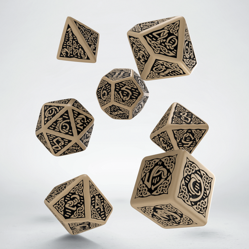 Celtic Dice Set 3D Beige/Black Set (7)