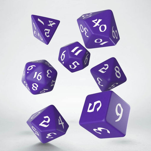 Classic Runic 7 Piece Polyhedral Dice Set - Purple & White