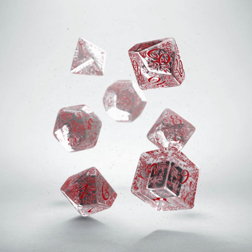 Q-Workshop Elvish Dice Set Transparent/Red (7 Piece Set)