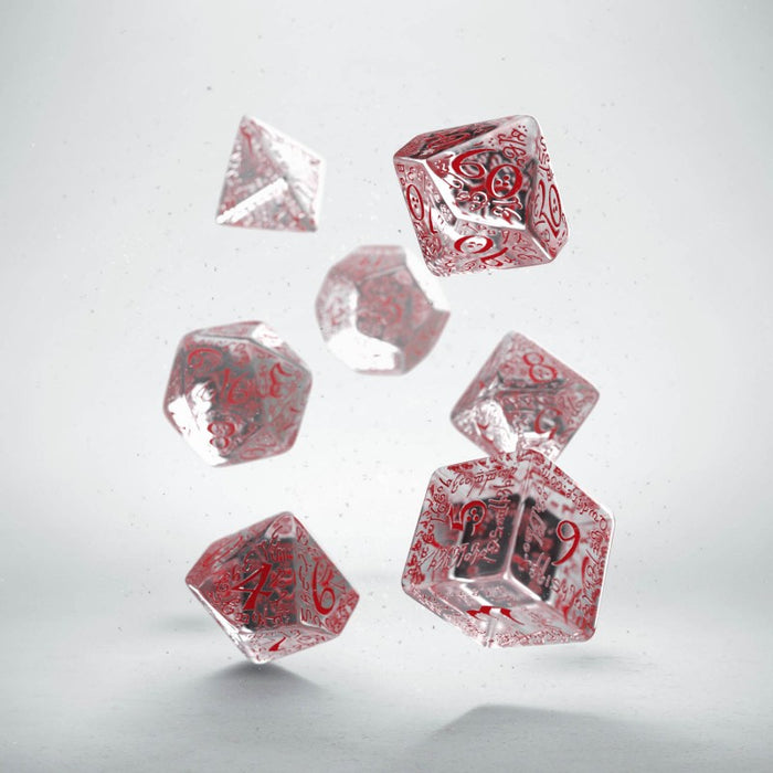 Q-Workshop Elvish Dice Set Transparent/Red (7 Piece Set)
