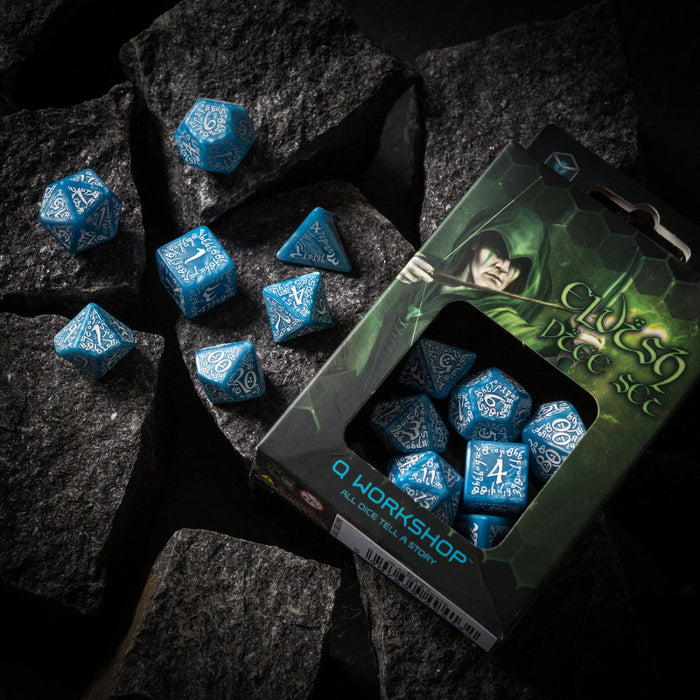 Q-Workshop Elvish Dice Set Glacier with White (7 Pieces)