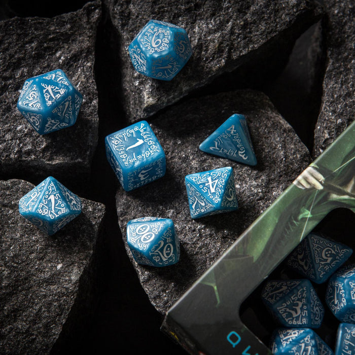 Q-Workshop Elvish Dice Set Glacier with White (7 Pieces)
