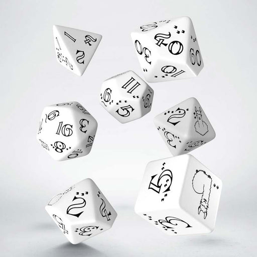 Llama 7 Piece Polyhedral RPG Dice Set - Bright White with Black Numbers