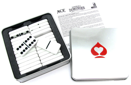 Ace Double Six Dominoes Game in Tin Case for 2 to 4 Players - 28 Dominoes