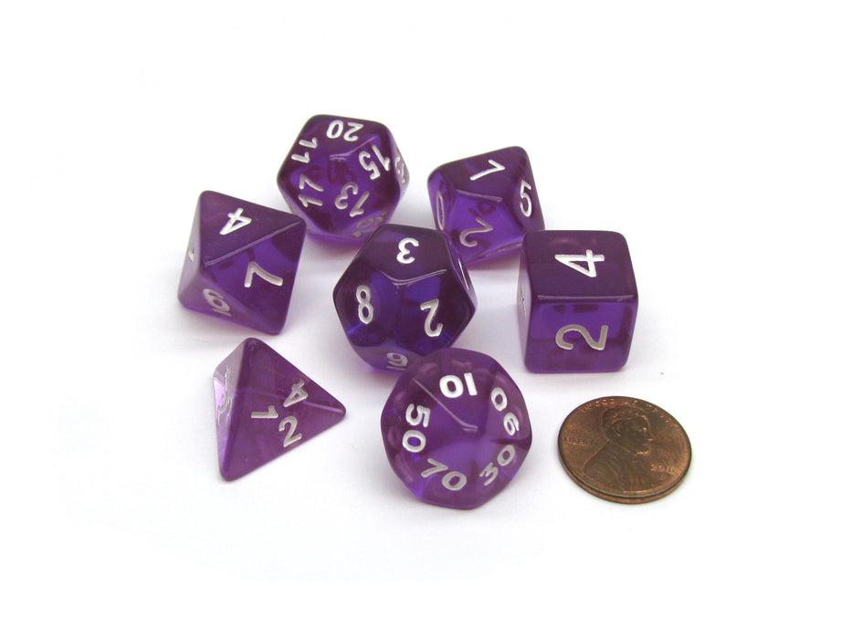 Tube of 7 Polyhedral RPG Sirius Dice with Bonus D20 - Translucent Purple Resin
