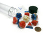 Tube of 7 Sirius Dice + Bonus D20 - Red, White, and Blue Semi-Transparent Resin