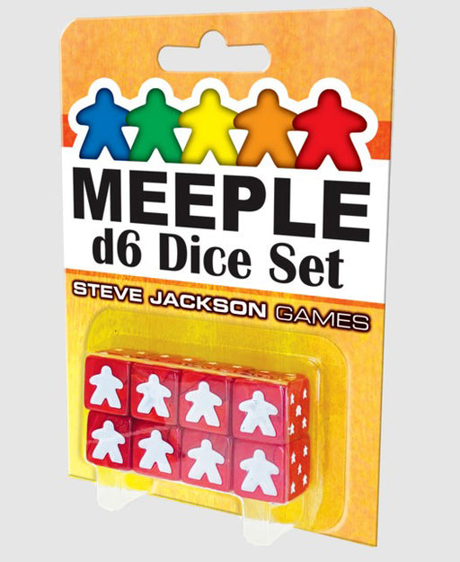 Set of 8 D6 Meeple Dice - Red