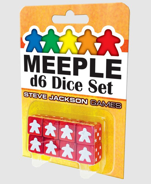 Set of 8 D6 Meeple Dice - Red