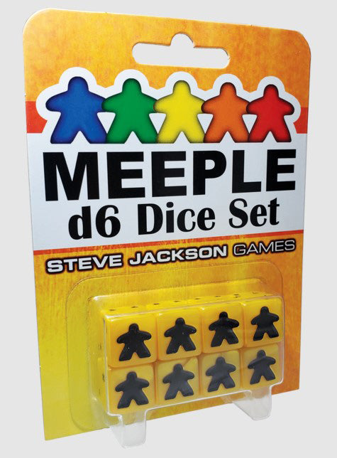 Set of 8 D6 Meeple Dice - Yellow