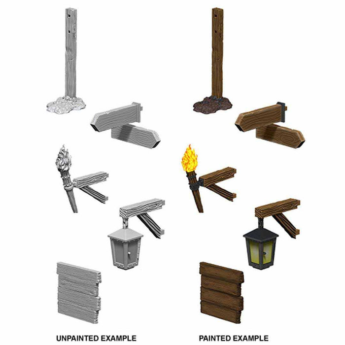 WizKids Deep Cuts Unpainted Miniatures: (W10) Signs & Lights