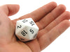 34mm Large 20-Sided D20 Opaque Chessex Dice, 1 Die - White with Black Numbers